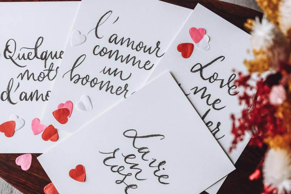 Collection affiche calligraphiées Pop Love par La Plumographe